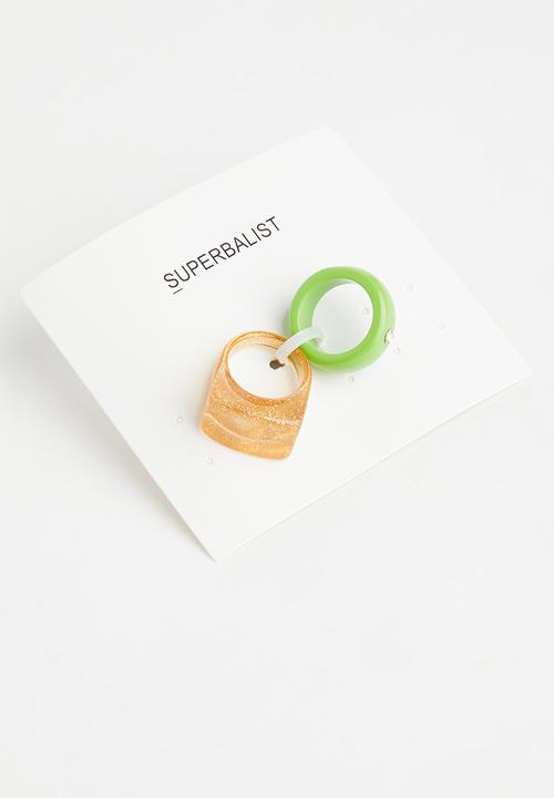 Superbalist - Marie ring pack - green & gold