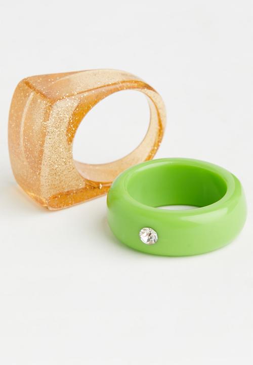 Superbalist - Marie ring pack - green & gold
