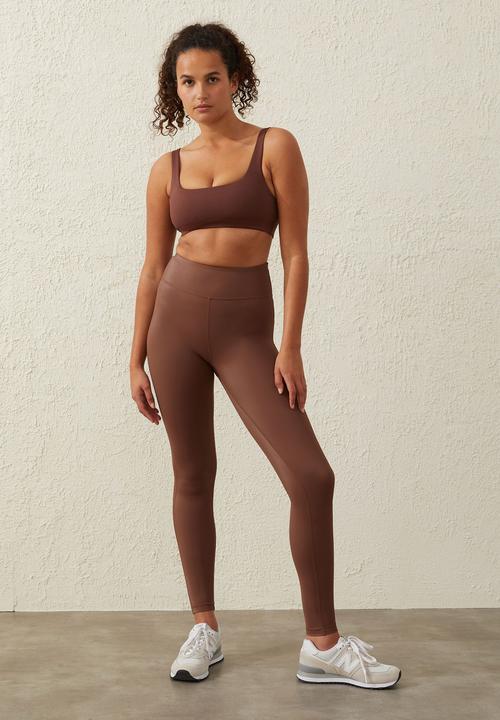 Cotton On - Hi shine full length tight - cedar brown shine