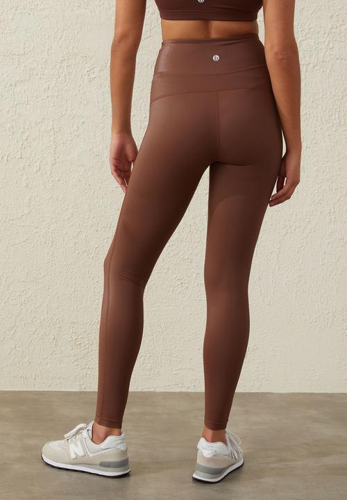 Cotton On - Hi shine full length tight - cedar brown shine