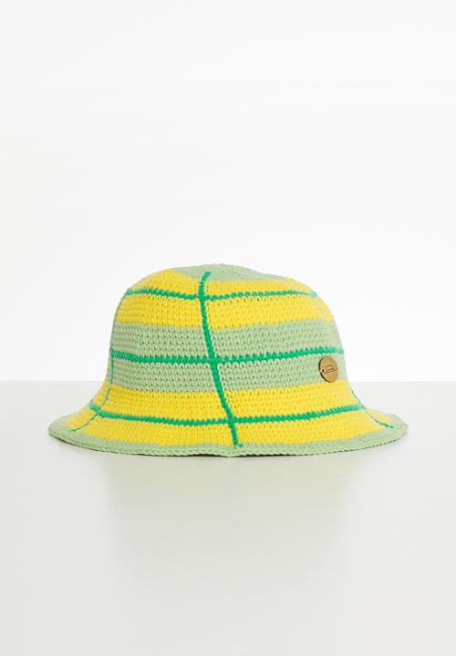 Simon and Mary - Crochet bucket hat - green & yellow 