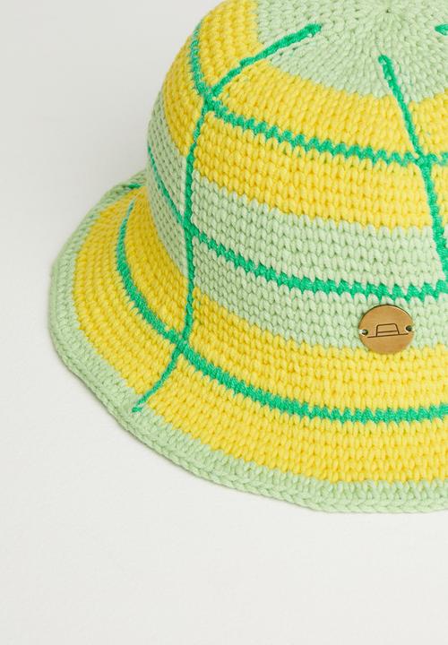 Simon and Mary - Crochet bucket hat - green & yellow 