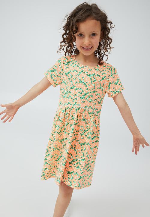 Cotton On - Freya short sleeve dress - fizzy melon & mini ditsy