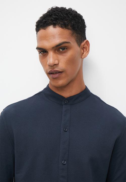 Superbalist - Pique mandarin shirt - navy