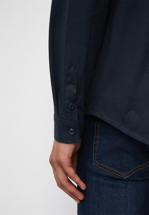 Superbalist - Pique mandarin shirt - navy