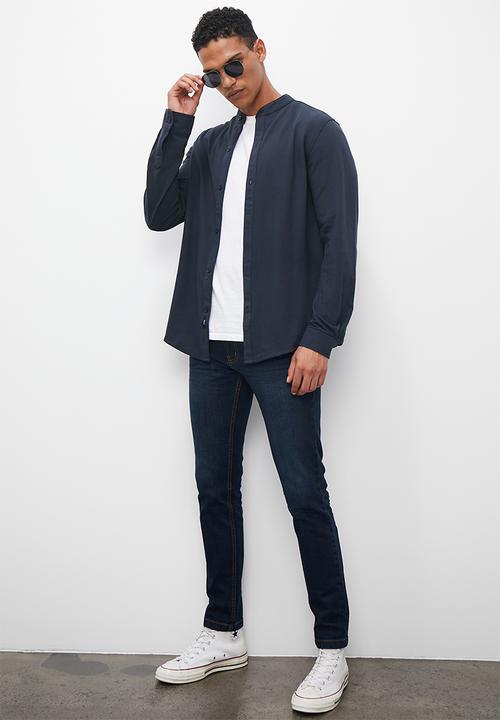 Superbalist - Pique mandarin shirt - navy