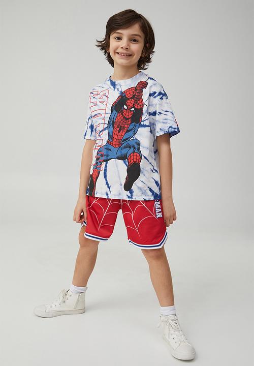 Cotton On - License marvel short sleeve tee - lcn mar retro blue tie dye