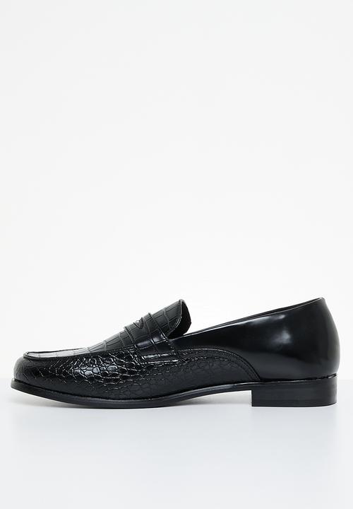PC - Croc leather slip-on - black