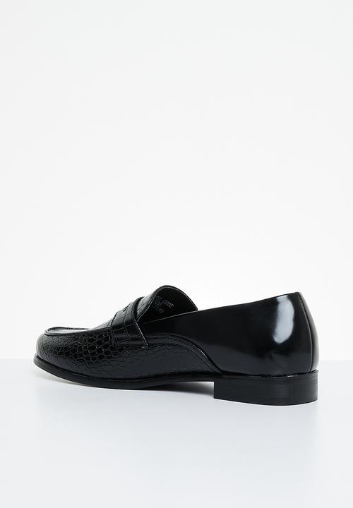 PC - Croc leather slip-on - black