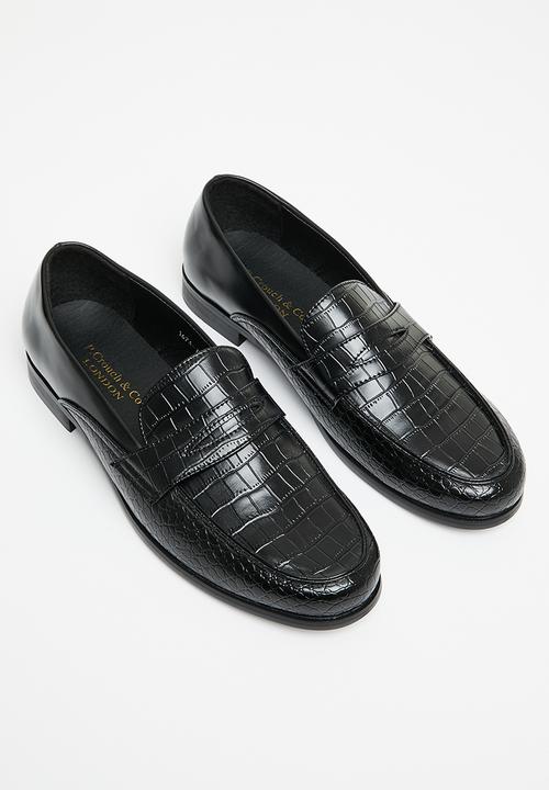 PC - Croc leather slip-on - black