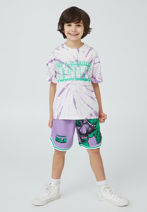 Cotton On - License marvel short sleeve tee - lcn mar grape soda tie dye/hulk