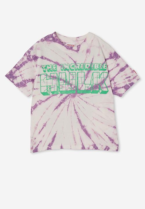 Cotton On - License marvel short sleeve tee - lcn mar grape soda tie dye/hulk