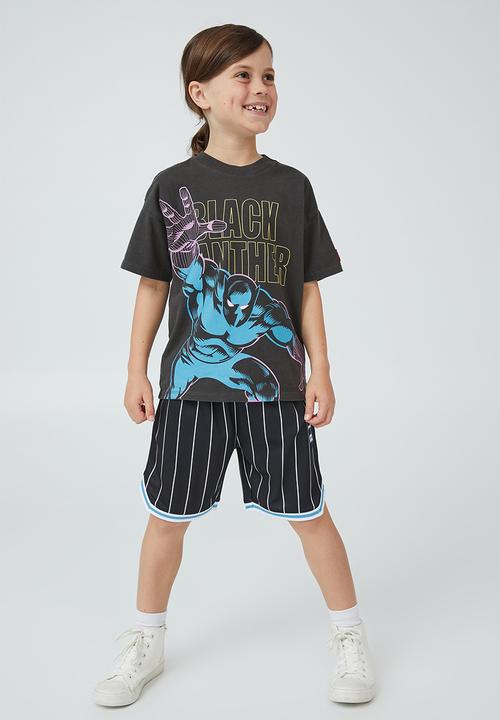 Cotton On - License marvel short sleeve tee - lcn mar phantom/black panther