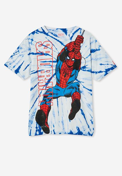 Cotton On - License marvel quinn short sleeve tee - lcn mar retro blue tie dye