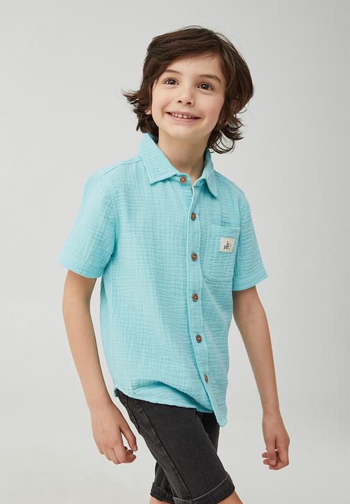 Cotton On - Resort short sleeve shirt- heaven blue / cheesecloth