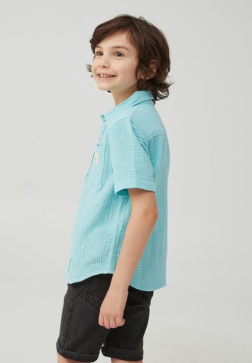 Cotton On - Resort short sleeve shirt- heaven blue / cheesecloth