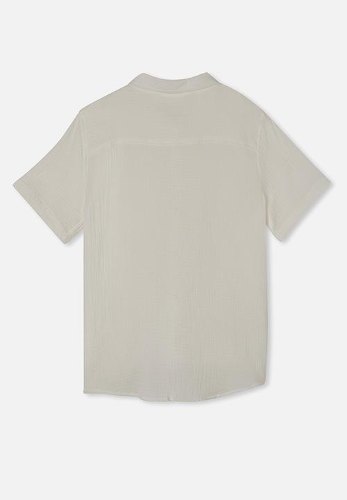 Cotton On - St tropez short sleeve shirt- vanilla / cheesecloth