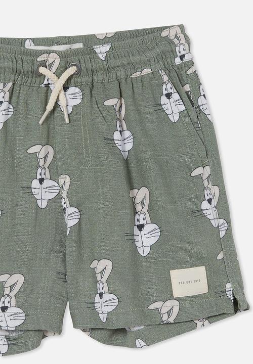 Cotton On - Los cabos short- swag green/bunny face