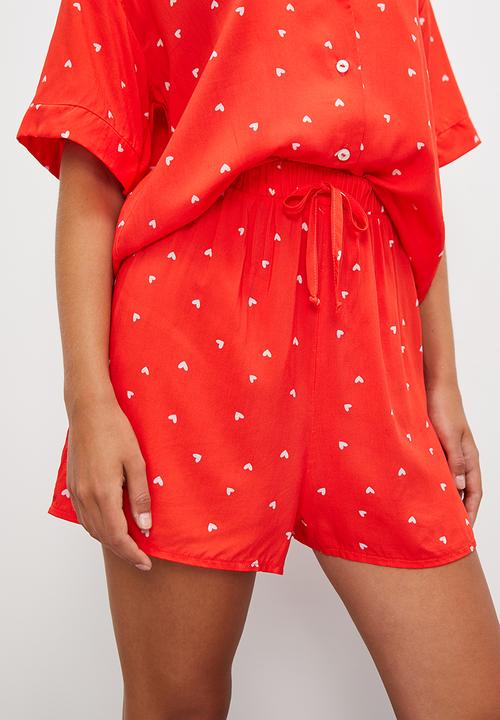 Blake - Short sleeve top & pants set - red base hearts