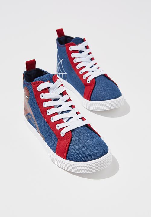 Cotton On - Licensed high top trainer- lcn mar spiderman/web heel