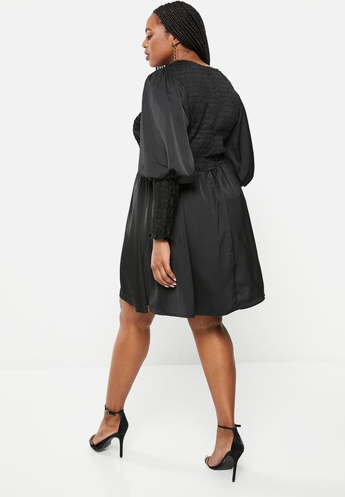 Glamorous - Plus satin mini dress - black