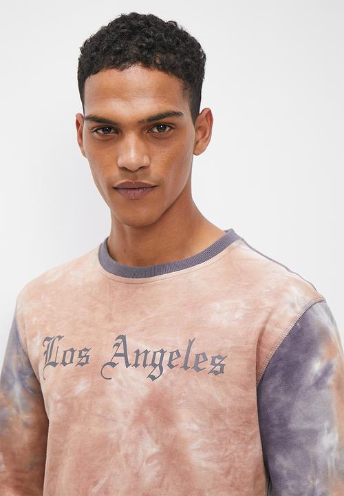 Superbalist - Regular fit acid wash crew neck sweater - cocoa