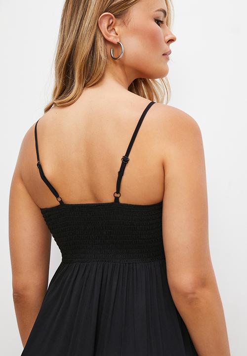 Blake - Smocked tiered dress - black