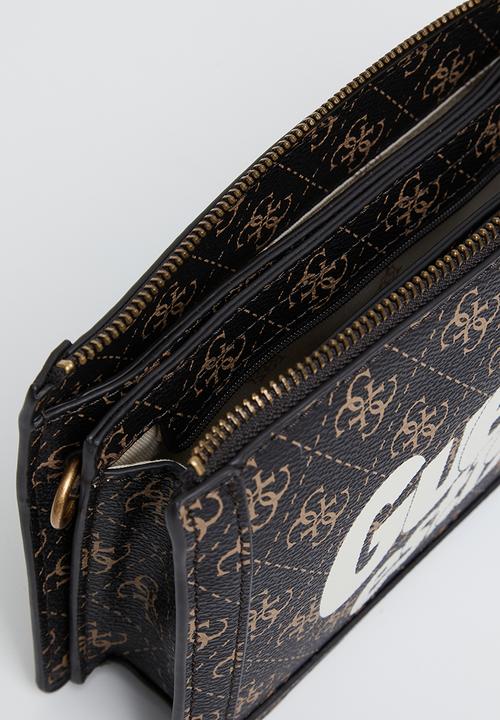 GUESS - Abey multi compartment shoulder bag - brown 