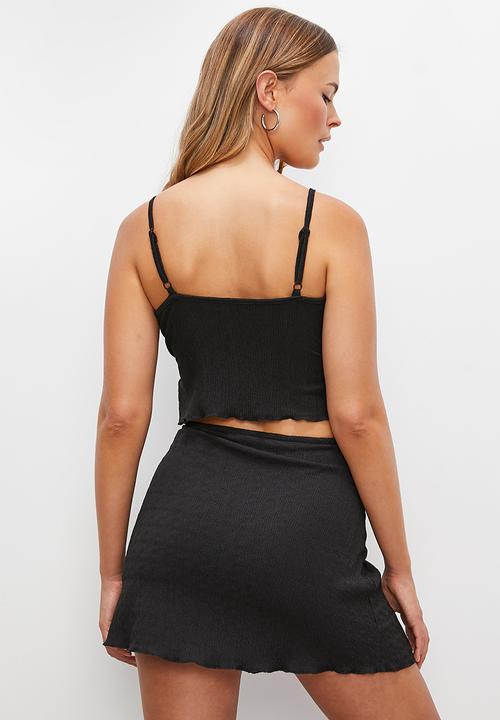 Blake - Co-ord tie front cami top - black