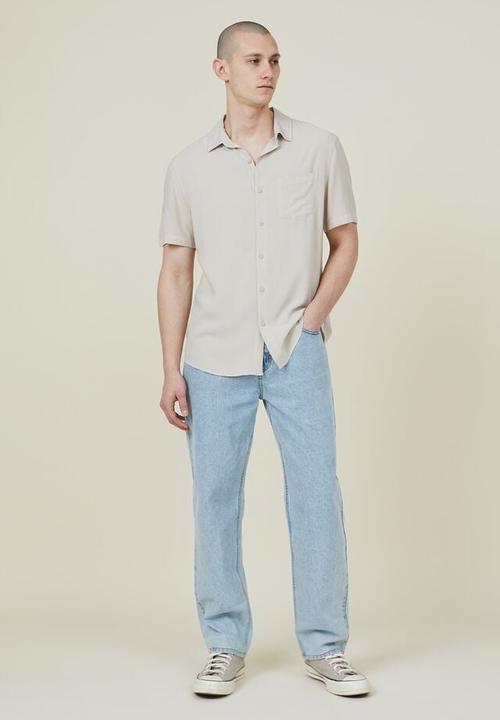 Cotton On - Cuban short sleeve shirt - stone