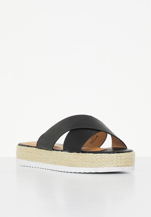 edit - Cross-strap espadrille - black