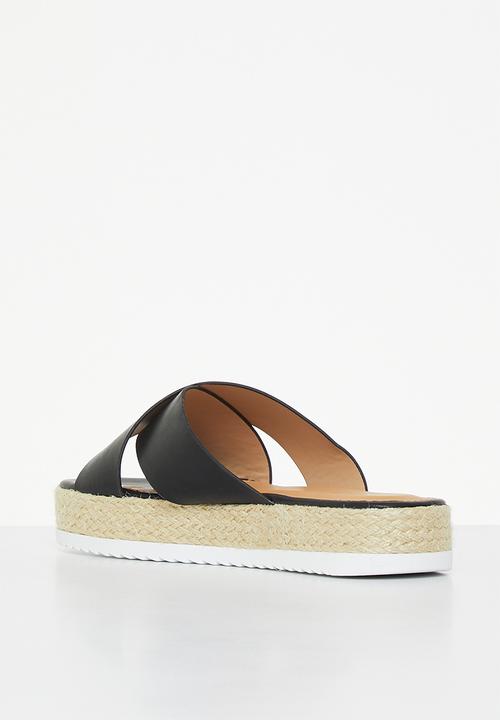 edit - Cross-strap espadrille - black