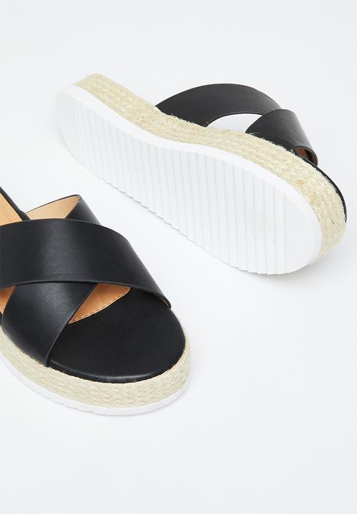edit - Cross-strap espadrille - black