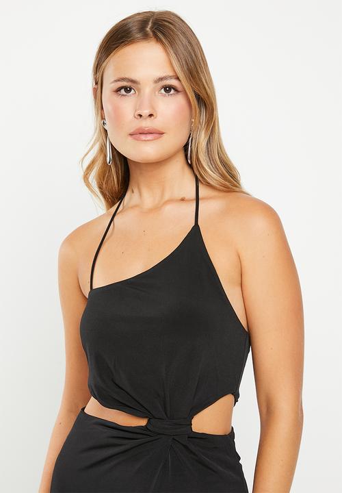 Trendyol - Asymmetrical halter neck maxi dress - black