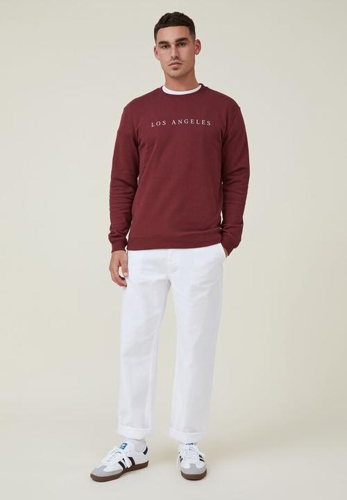 Cotton On - Graphic crew fleece - dark carmine/los angeles spaced