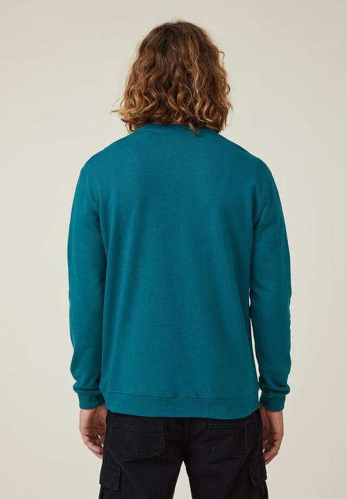 Cotton On - Graphic crew fleece - deep sea teal/academie sportive