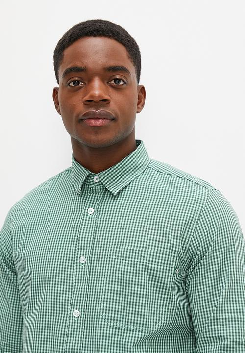 Lark & Crosse - Regular fit logo gingham check shirt - mint