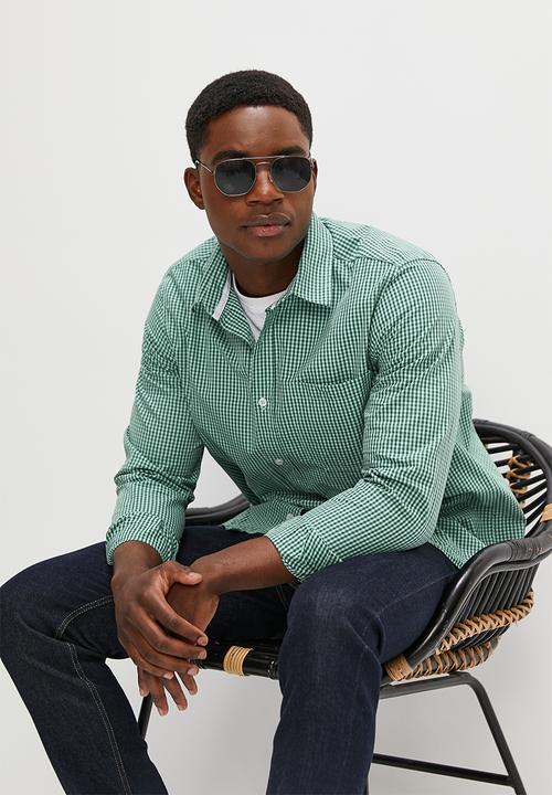 Lark & Crosse - Regular fit logo gingham check shirt - mint