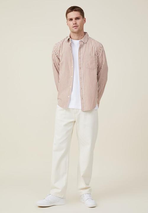 Cotton On - Mayfair long sleeve shirt - rust stripe