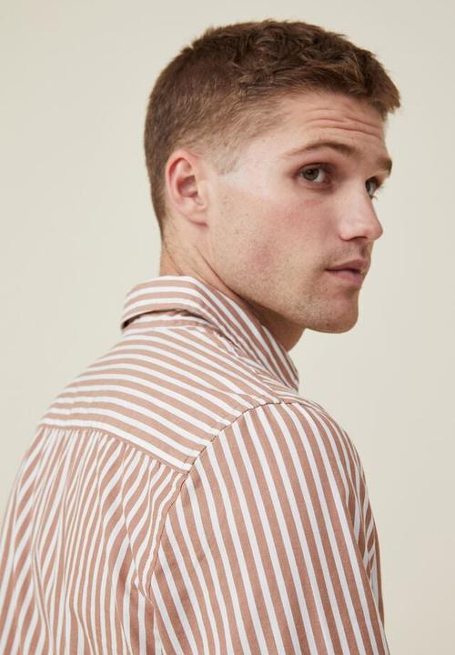 Cotton On - Mayfair long sleeve shirt - rust stripe