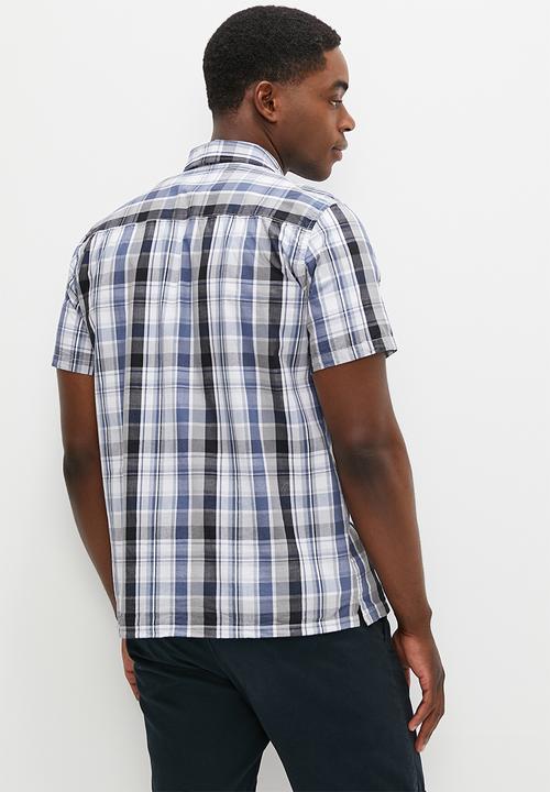 Lark & Crosse - Regular fit logo check shirt - blue