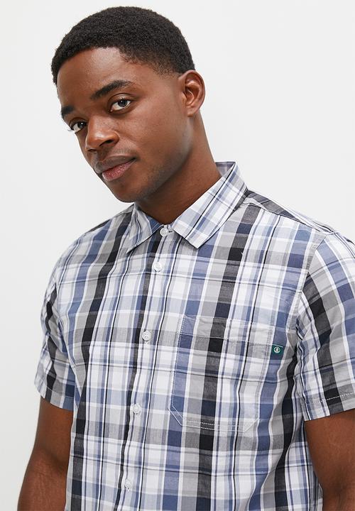 Lark & Crosse - Regular fit logo check shirt - blue