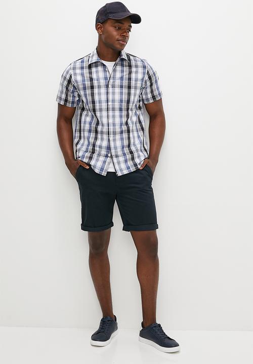 Lark & Crosse - Regular fit logo check shirt - blue