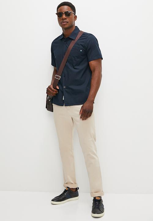 Lark & Crosse - Regular fit cracker shirt - navy