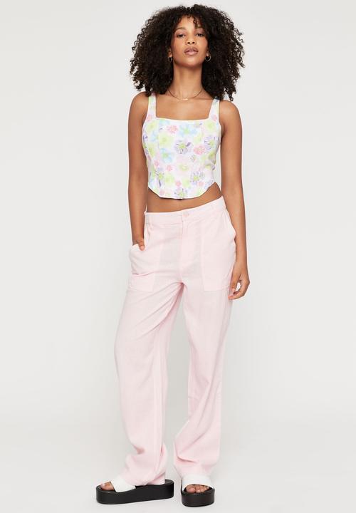 Supré  - Candace linen cargo pant - pastel pink