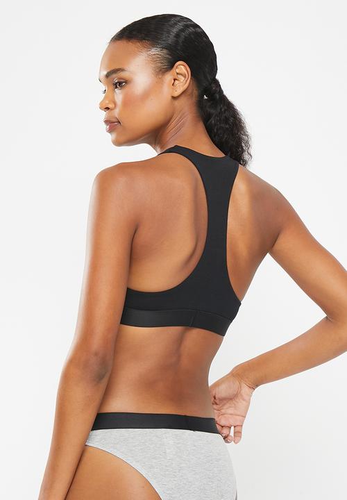 Superdry. - Large logo crop bralette - black & gold