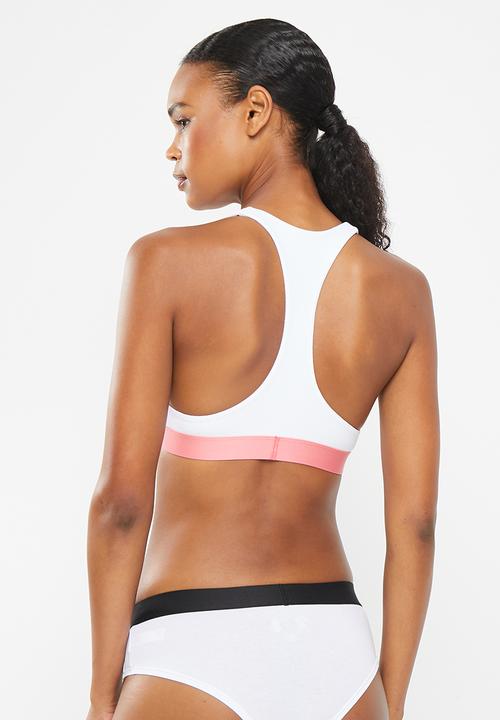 Superdry. - Large logo crop bralette - white & fluro coral