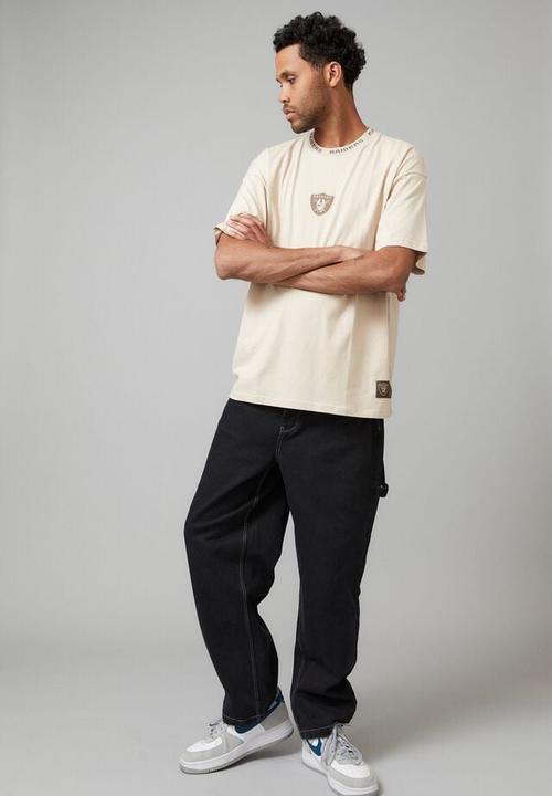 Cotton On - Oversized nfl T-shirt - lcn nfl beige/raiders neck rib
