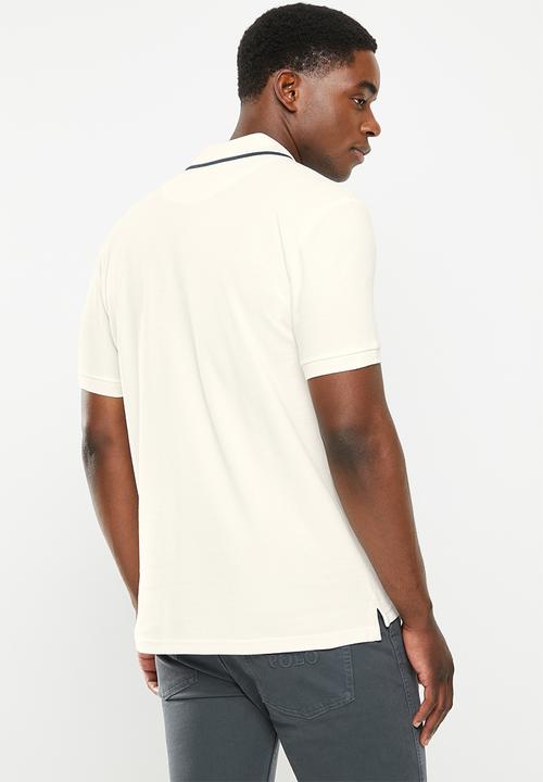 POLO - Men jacquard logo golfer - white