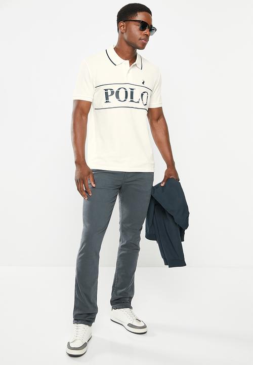 POLO - Men jacquard logo golfer - white